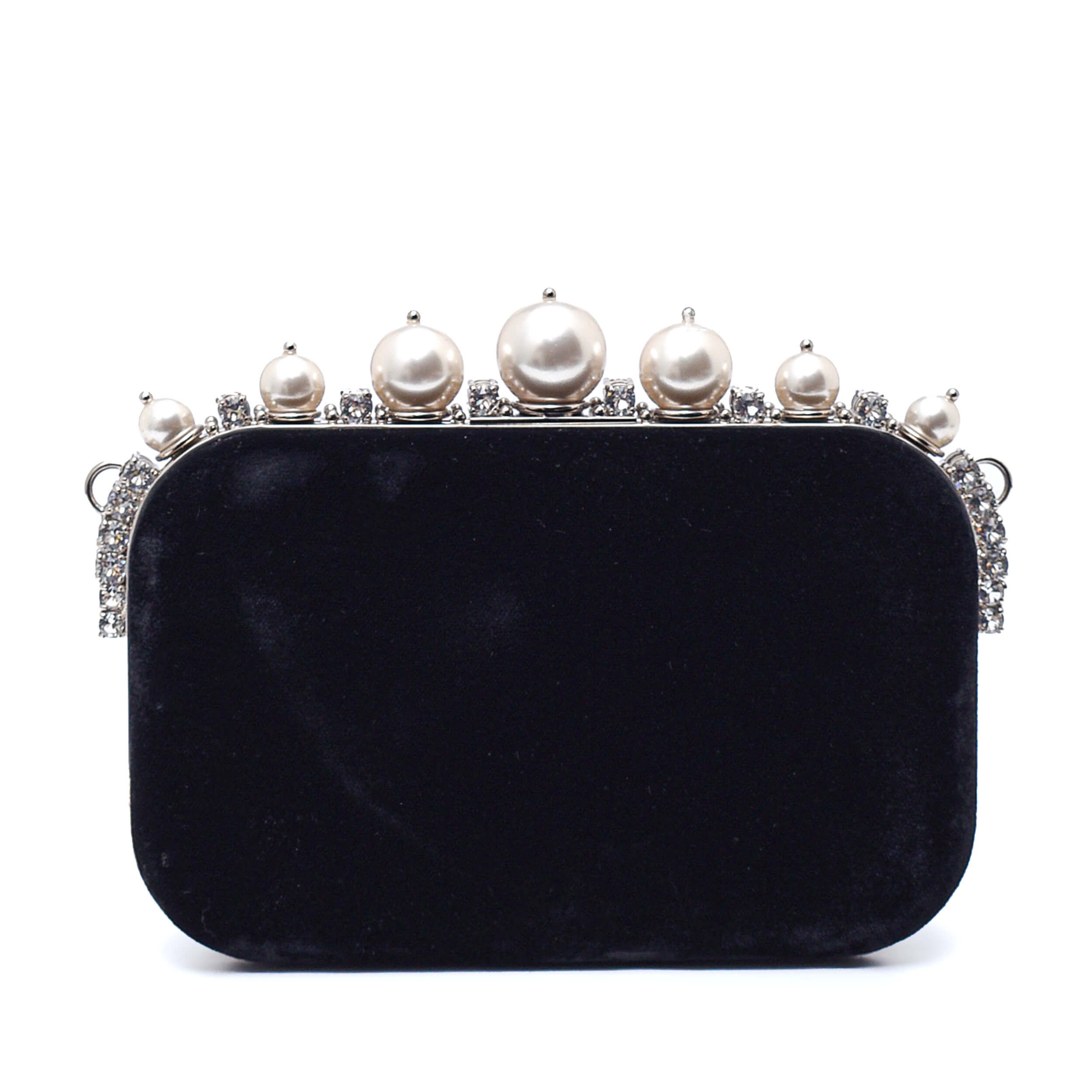 Miu Miu - Black Velvet Pearl and Crystal Embellished Clutch